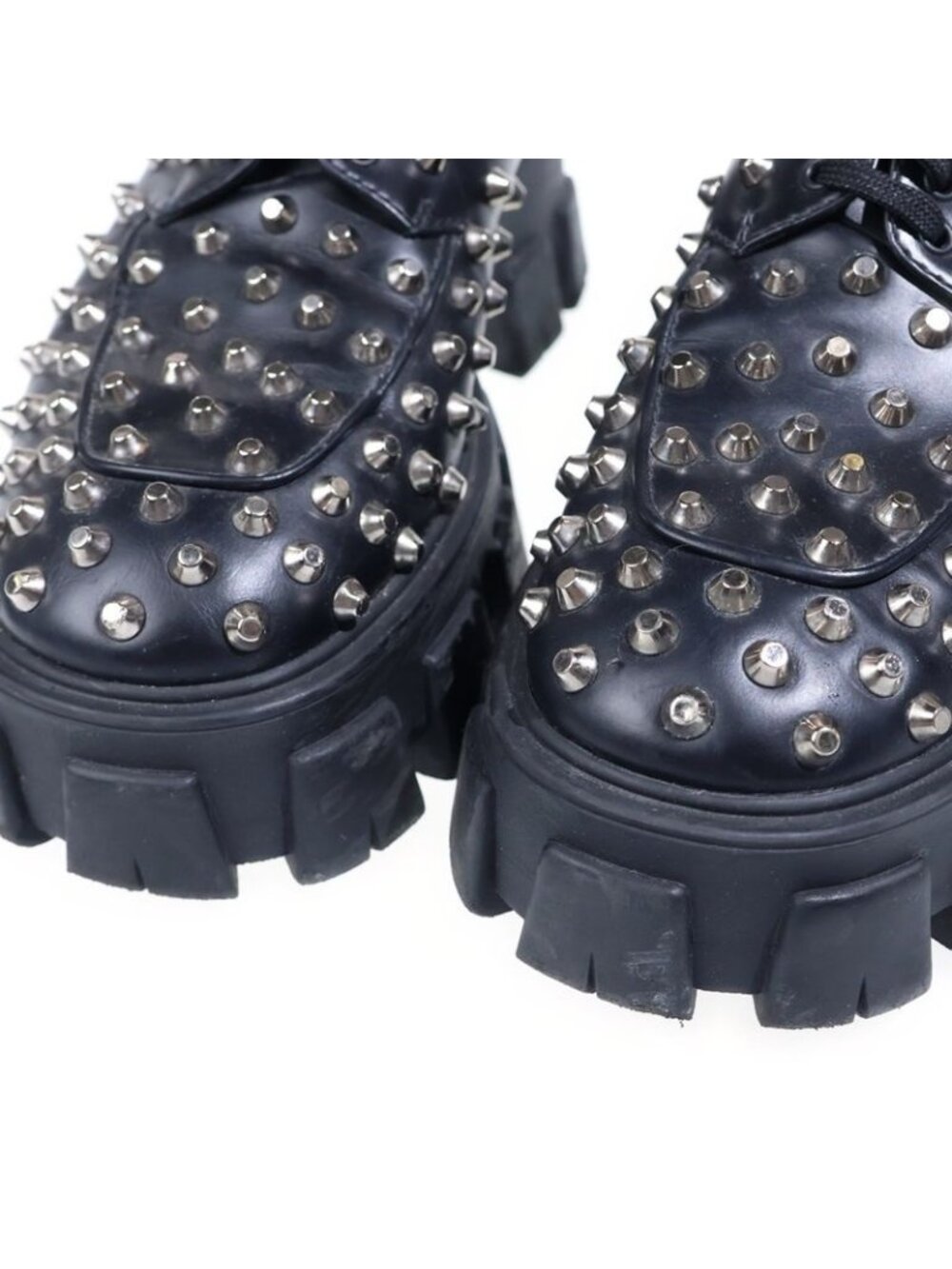 Prada Monolith Brushed Leather Studded Loafers Black - Picture 6 of 6